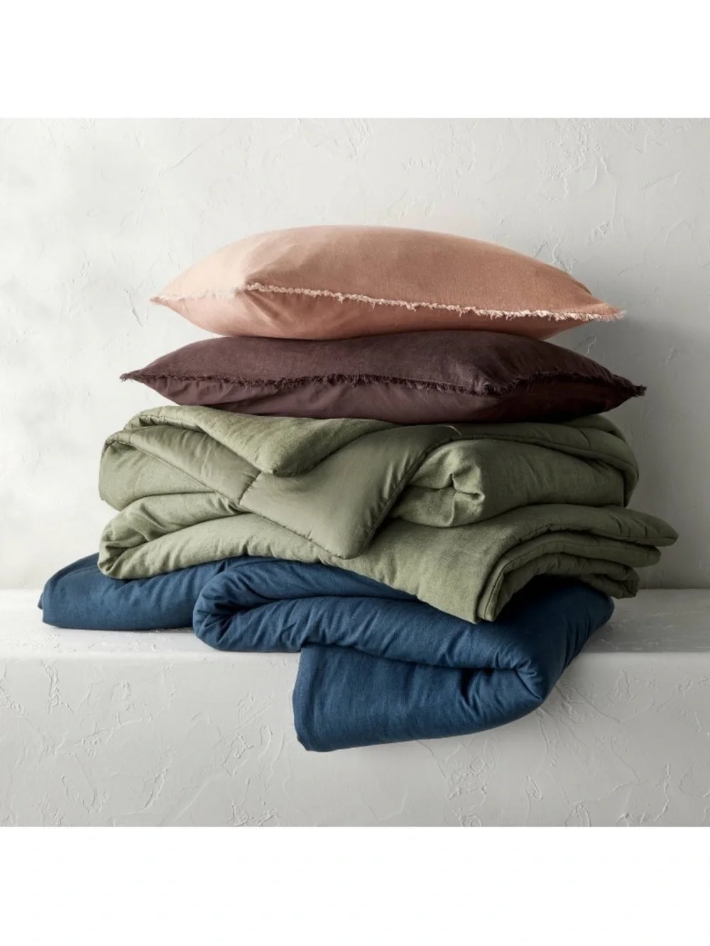 Casaluna F/Q Light Adobe Clay Heavyweight Linen Blend Comforter Set